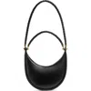 Bottega Veneta Hoop Leather Hobo Bag In Black/brass