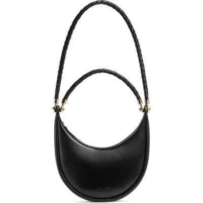 Bottega Veneta Hoop Leather Hobo Bag In Black/brass