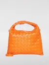 Bottega Veneta Hop Bag In Woven Leather In Orange