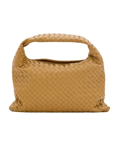 Bottega Veneta Hop Dark Praline M Brass Leather Tote Bag In Brown