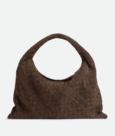 Bottega Veneta Large Hop Intrecciato Suede Hobo Bag In Fondant