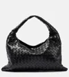 Bottega Veneta Hop Intrecciato Leather Shoulder Bag In Black-m Brass