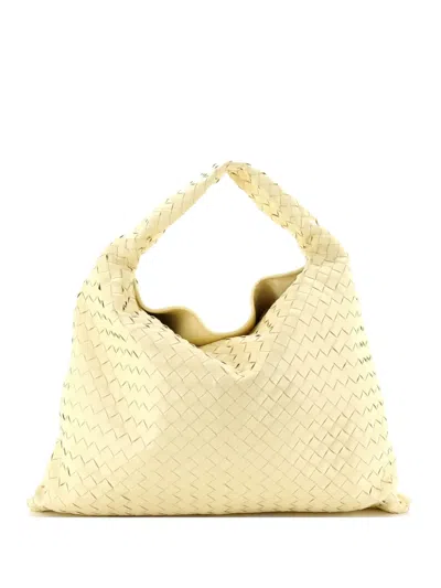 Pre-owned Bottega Veneta Hop Intrecciato Leather Large Hobo Bag In Yellow