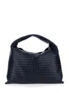 Bottega Veneta 'hop Large' Blue Shoulder Bag With Intreccio Motif In Leather Woman In Multicolor