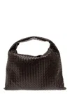 Bottega Veneta 'hop Large' Brown Shoulder Bag With Intreccio Motif In Leather Woman