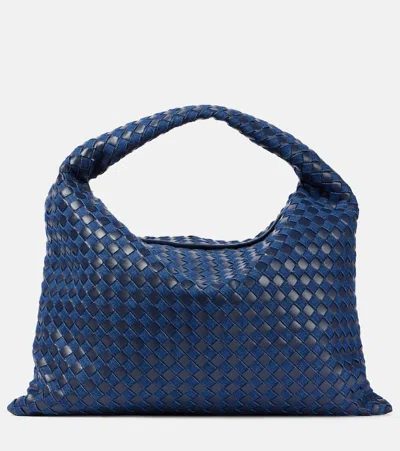 Bottega Veneta Hop Large Denim And Leather Tote Bag In Blue