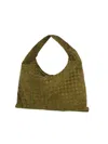 Bottega Veneta Hop Large Intrecciato Suede Shoulder Bag In Green