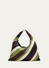 Bottega Veneta Large Hob Stripe Leather Hobo Bag In 8570 Bl-matl-jam-