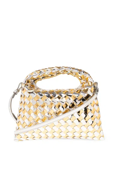 Bottega Veneta Mini Leather Hop Shoulder Bag In Gold