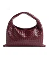 Bottega Veneta Leather Shoulder Bag With Intrecciato Motif In Red
