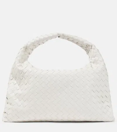 Bottega Veneta Hop Small Leather Shoulder Bag In White