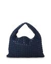 Bottega Veneta Small Hop Intrecciato Leather Shoulder Bag In Abyss/indigo/brass