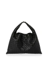 Bottega Veneta Small Hop Intrecciato Leather Shoulder Bag In Black/brass