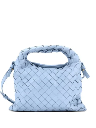 Pre-owned Bottega Veneta Hop Top Handle Bag Intrecciato Nappa Mini Satchel In Blue