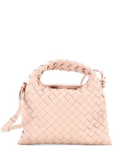 Pre-owned Bottega Veneta Hop Top Handle Bag Intrecciato Nappa Mini Satchel In Neutral
