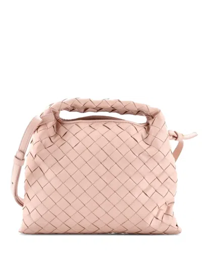 Pre-owned Bottega Veneta Hop Top Handle Bag Intrecciato Nappa Mini Satchel In Neutral