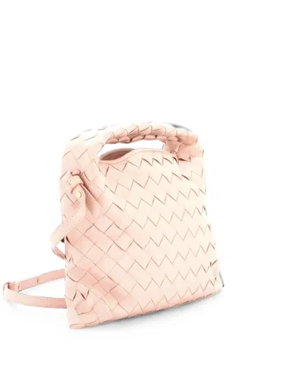 Pre-owned Bottega Veneta Hop Top Handle Bag Intrecciato Nappa Mini Satchel In Pink