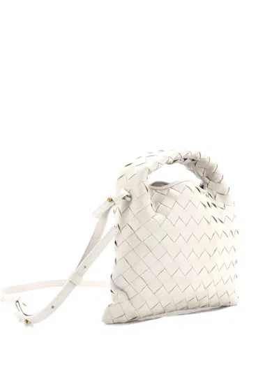 Pre-owned Bottega Veneta Hop Top Handle Bag Intrecciato Nappa Mini Satchel In White