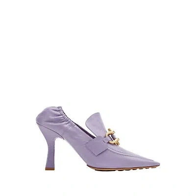 Pre-owned Bottega Veneta Horsebit Leather Pumps In Purple