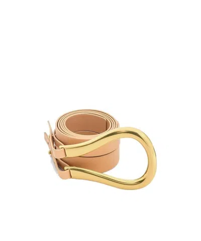 Bottega Veneta Horseshoe Buckle Double Strap Belt In Nude