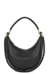 Bottega Veneta Hula Hoop Leather Shoulder Bag In Black & Muse Brass