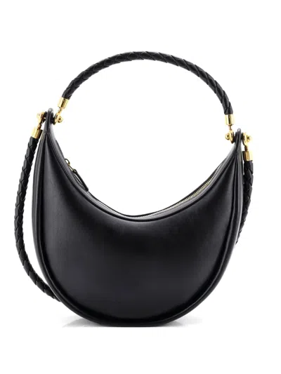 Pre-owned Bottega Veneta Hula Hoop Leather Hobo Bag In Black