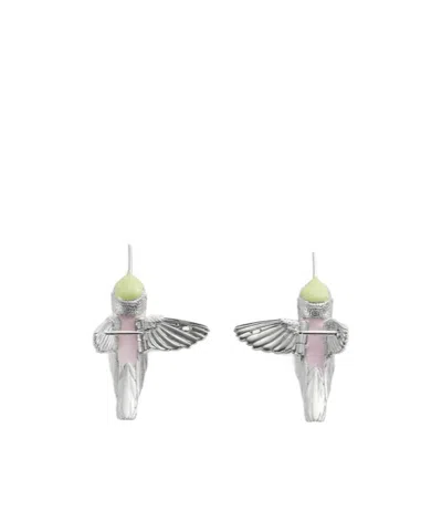 Bottega Veneta Hummingbird Earrings In Gray