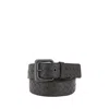 Bottega Veneta Woven Black Belt With Rectangular Bucklefinish