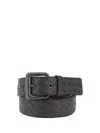 Bottega Veneta Woven Black Belt With Rectangular Bucklefinish