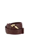 Bottega Veneta Women Iconic Intreccio Belt In Barolo-m Brass