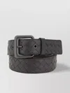Bottega Veneta Woven Black Belt With Rectangular Bucklefinish