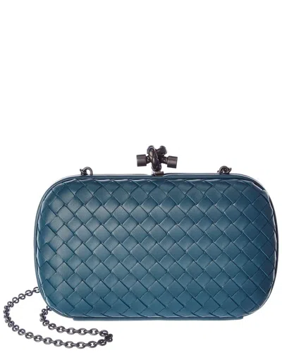 Bottega Veneta Impero Intrecciato Leather Knot Clutch In Blue