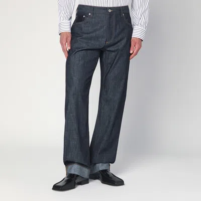 Bottega Veneta Indigo Blue Jeans With Cuff In Black