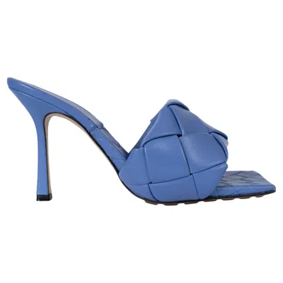Pre-owned Bottega Veneta Indigo Periwinkle Leather Maxi Intrecciato Lido Sandals Shoes 39 In Blue