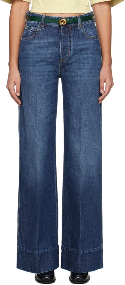 Bottega Veneta Intage Indigo Wide Leg Denim In Blue