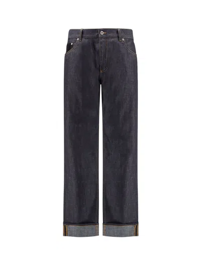 Bottega Veneta Indigo Wide Leg Jeans With Turn Ups In Black