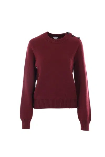 Bottega Veneta Intarsia Knit Jumper In Dark Garnet