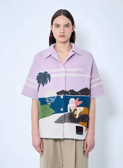 Bottega Veneta Intarsia Knit Shirt In Pink