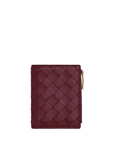 Bottega Veneta Intecciato Small Bi-fold Wallet In Brown
