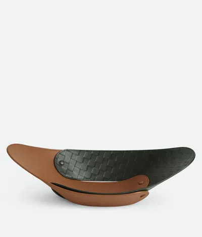 Bottega Veneta Interlocking Gondola Tray In Amber/dark Green
