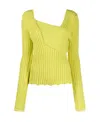 Bottega Veneta Interwoven Ribbed Jumper In Yellow