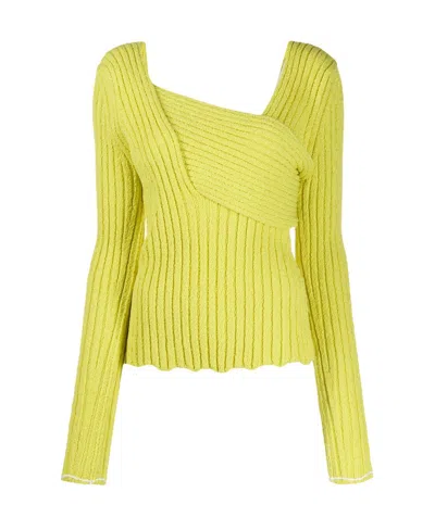 Bottega Veneta Interwoven Ribbed Jumper In Yellow