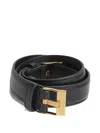 Bottega Veneta Intr Black Belt Gold Buckle In Brown