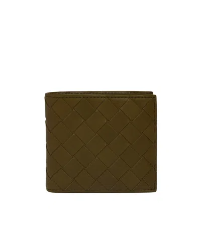 Bottega Veneta Intracciato Knitted Design Wallet In Brown