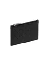 Bottega Veneta Intracciato Pattern Card Holder In Black