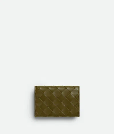 Bottega Veneta Intrecciato 15 Business Card Case In Olive Oil