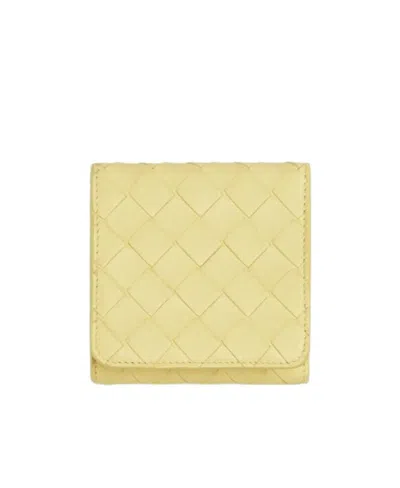 Bottega Veneta Intrecciato Trifold Wallet In Yellow
