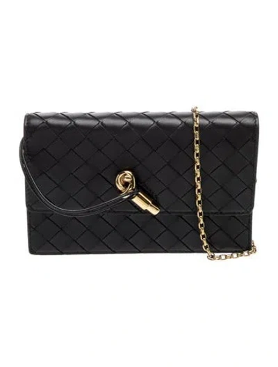 Pre-owned Bottega Veneta Intrecciato Andiamo Pouch On Chain W/ Tags In Black
