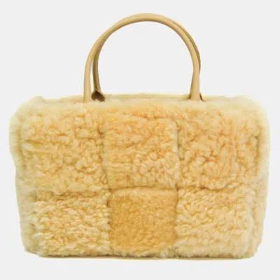 Pre-owned Bottega Veneta Intrecciato Arco Tote Bag Fur Leather Tote Bag Yellow