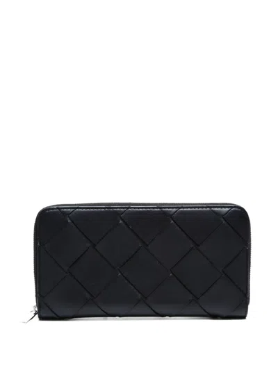Pre-owned Bottega Veneta Intrecciato Arco Wallet In Black